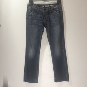 G-Star Raw distressed low rise straight leg jeans